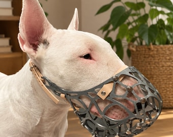 Maßgefertigter Korbmaulkorb für Bullterrier, Pitbulls und große Hunde (G7)