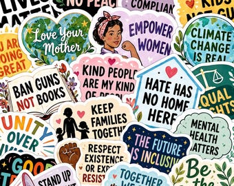 Social Justice Quote Stickers,Equality Stickers Pack,Feminist Stickers Bundle,Activism Message Stickers(Digital Download)