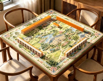 Golf Estate Mahjong Mat, Country Club Scenic Game Table Cover, Non Slip Jacquard Board Game Mat, English Garden Mahjong Gift