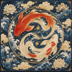 Koi Yin Yang Mahjong Mat, Lotus Pond Mahjong Table Mat, Blue Chinoiserie Mahjong Mat, Non Slip Jacquard Game Mat, Oriental Style Gift image 9
