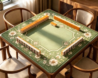 Sage Floral Mahjong Mat, Vintage Garden Game Table Cover, Non Slip Jacquard Board Game Mat, Elegant Cottagecore Mahjong Gift