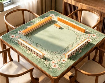 Sage Floral Mahjong Mat, Vintage Garden Game Table Cover, Non Slip Jacquard Board Game Mat, Cottagecore Mahjong Gift