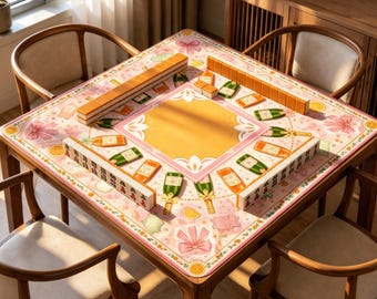Champagne Brunch Mahjong Mat, Pink Party Game Mat, Non Slip Table Mat Gift