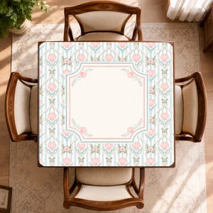 Seashell Mahjong Mat, Coastal Stripe Game Table Cover, Non Slip Jacquard Board Game Mat, Beach House Mahjong Gift image 7