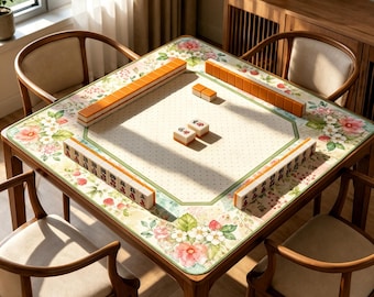 Strawberry Floral Mahjong Mat, Cottagecore Mahjong Table Mat, Pink Blossom Mahjong Mat, Non Slip Jacquard Game Mat, Garden Party Gift
