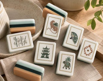 White Lotus American Mahjong Set, 160 Acrylic Mahjong Tiles, Portable 4-Layer Mahjong Set, Floral Mahjong Tiles, Game Night Gift