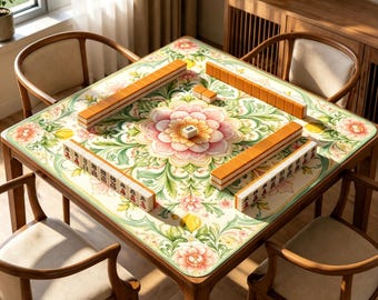Lemon Blossom Mahjong Mat, Pastel Floral Game Mat, Non Slip Table Mat Gift