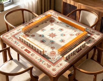 Vintage Persian Style Mahjong Mat, Oriental Floral Game Table Cover, Non Slip Jacquard Mahjong Mat, Classic Board Game Gift
