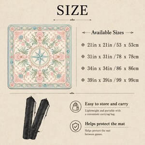 Coastal Floral Compass Mahjong Mat, Seashell Mahjong Table Mat, Pastel Beach Mahjong Mat, Non Slip Jacquard Game Mat, Nautical Gift image 2