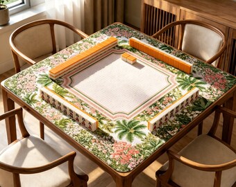 Tropical Palm Mahjong Mat, Pink Floral Garden Game Mat, Preppy Mahjong Table Mat, Non Slip Mahjong Mat, Gift for Mah Jongg Lovers