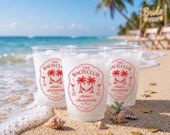 Personalized Bachelorette Party Cups - Custom Party Cups, Personalized Party Cups, Frosted Plastic Cups, Party Supplies, Pool Party Favor