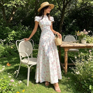 women's floral tea party dress Floral Print Strapless Tea Length A-Line Dress 4 / Blue