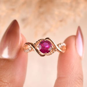 Ruby Engagement Ring, Red Ruby Bridal Ring, Vintage Ruby Promise Ring, July Birthstone Jewelry, Elegant  Ring, Anniversary Gift for Her
