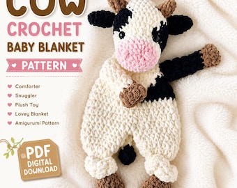 Padrão de crochê de vaca: Padrão de manta de crochê para bebê | Cobertor | Aconchegante | Brinquedo de pelúcia | Manta de aconchego, Padrão de Amigurumi (PDF)