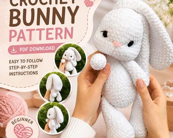 Padrão de crochê de coelho - Coelho de pelúcia | Amigurumi para iniciantes, Coelho da Páscoa, Coelho de pelúcia (PDF)