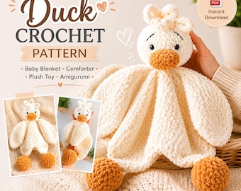 Padrão de Crochê de Pato: Padrão de Manta de Crochê para Bebê | Cobertor | Aconchegante | Brinquedo de Pelúcia | Manta de Ganso, Padrão de Amigurumi (PDF)