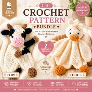 Crochet Lovey Pattern Bundle: Crochet Baby Blanket Pattern | Comforter | Snuggler | Plush Toy | Goose Lovey Blanket, Amigurumi Pattern (PDF)