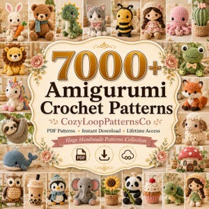 7000+ Amigurumi-virkmönsterpaket, virkmönsterpaket i PDF-format, virkade djurleksaker, brett utbud av virkpaket, direktnedladdning