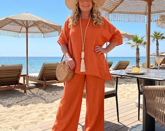 Women's Two-Piece Set — Loose Batwing-Sleeve Top Paired with Wide-Leg Pants: A Casual Summer Outfit