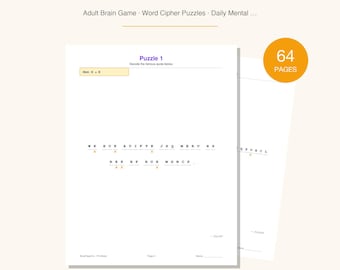Libro de criptogramas en PDF / 50 citas famosas para descifrar / Juego mental para adultos / Rompecabezas de cifrado de palabras imprimibles / Descarga instantánea