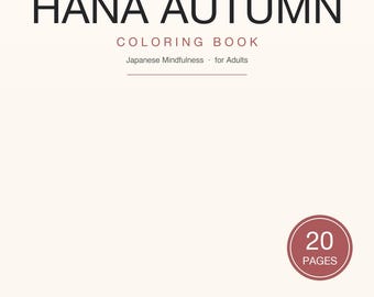 Libro para colorear de otoño de Hana Kimono Girl en PDF / 20 páginas japonesas de otoño / Maple Momiji Tsukimi / Colorear para adultos con atención plena / Descarga imprimible