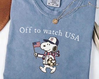 Off To Watch USA Shirt, Snoopy USA Soccer Fan Tee, World Cup 2026 Apparel, Patriotic Game Day Top, Team USA T-Shirt