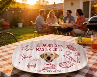 Plato personalizado con foto para papá, plato con la cara de tu mascota, regalo personalizado para papá, abuelo, regalo del Día del Padre, regalo para papá y papá