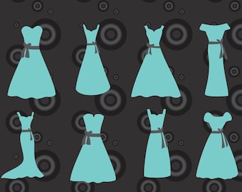 1 DXF & 8 SVG Files - Set #2 Bridesmaid Clipart, Dress Clipart, Wedding Dress Clipart, Dress Download, Bridesmaid, Dress svg