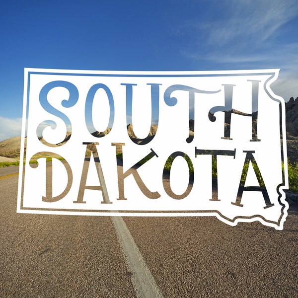 South Dakota Decal, SD Travel Decals, South Dakota Car Decal, South Dakota Laptop Decal, South Dakota Sticker, South Dakota Travel Decal