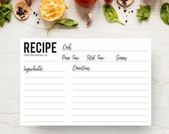 PDF Download | Recipe Card Printable, Modern Recipe Cards, Recipe Card Template, Kitchen Gift, Recipe Card, Recipe Card Printable 4x6 or 3x5