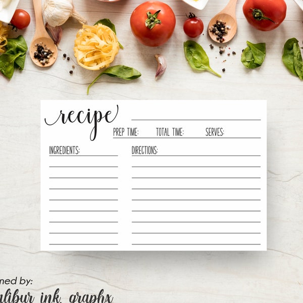 PDF Download | Recipe Card Printable, Recipe Card Bridal Shower, Recipe Card Template, Recipe Card, Recipe Card Download 4x6 or 3x5