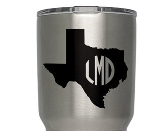 Texas Monogram Decal, Tumbler Decal Texas, Texas Outline Decal, State Decal for Tumbler, Texas Car Decals, Texas Monogram, Texas Decal