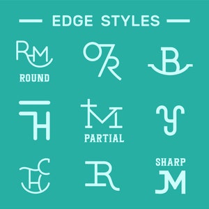May include: A graphic illustration of different edge styles for letters. The styles are labelled "Round", "Partial", and "Sharp".
