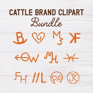 SVG & PDF File | Cattle Brand Clipart Set, Cattle Brand Symbols pdf, Livestock Brand pdf, Cattle Brand svg, Livestock Brand Clipart pdf