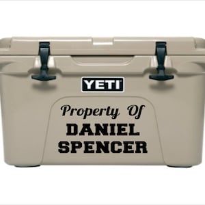 Cooler Decal, Cooler Identification, Property of Decal, Gifts for Him, Personalized Decal, Die Cut Decal, Cooler Stickers, Cooler Name Decal