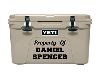Cooler Decal, Cooler Identification, Property of Decal, Gifts for Him, Personalized Decal, Die Cut Decal, Cooler Stickers, Cooler Name Decal