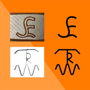 May include: A close-up of a white leather belt with a brown leather buckle. The buckle has a silver metal design with the letter "F" in the center. The belt is shown next to a black and white illustration of a similar design. The illustration is of a stylized "F" with a wavy line underneath. The belt is also shown next to a silver metal hook with a "T" and "R" design. The hook is shown next to a black and white illustration of a similar design. The illustration is of a stylized "T" and "R" with a wavy line underneath.