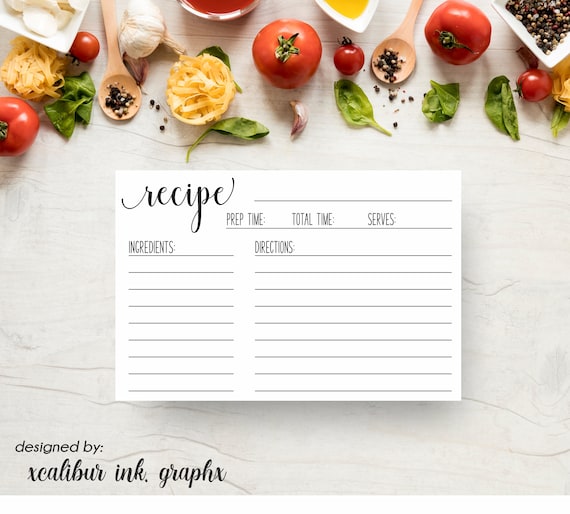 PDF Download | Recipe Card Printable, Recipe Card Bridal Shower, Recipe Card Template, Recipe Card, Recipe Card Download 4x6 or 3x5