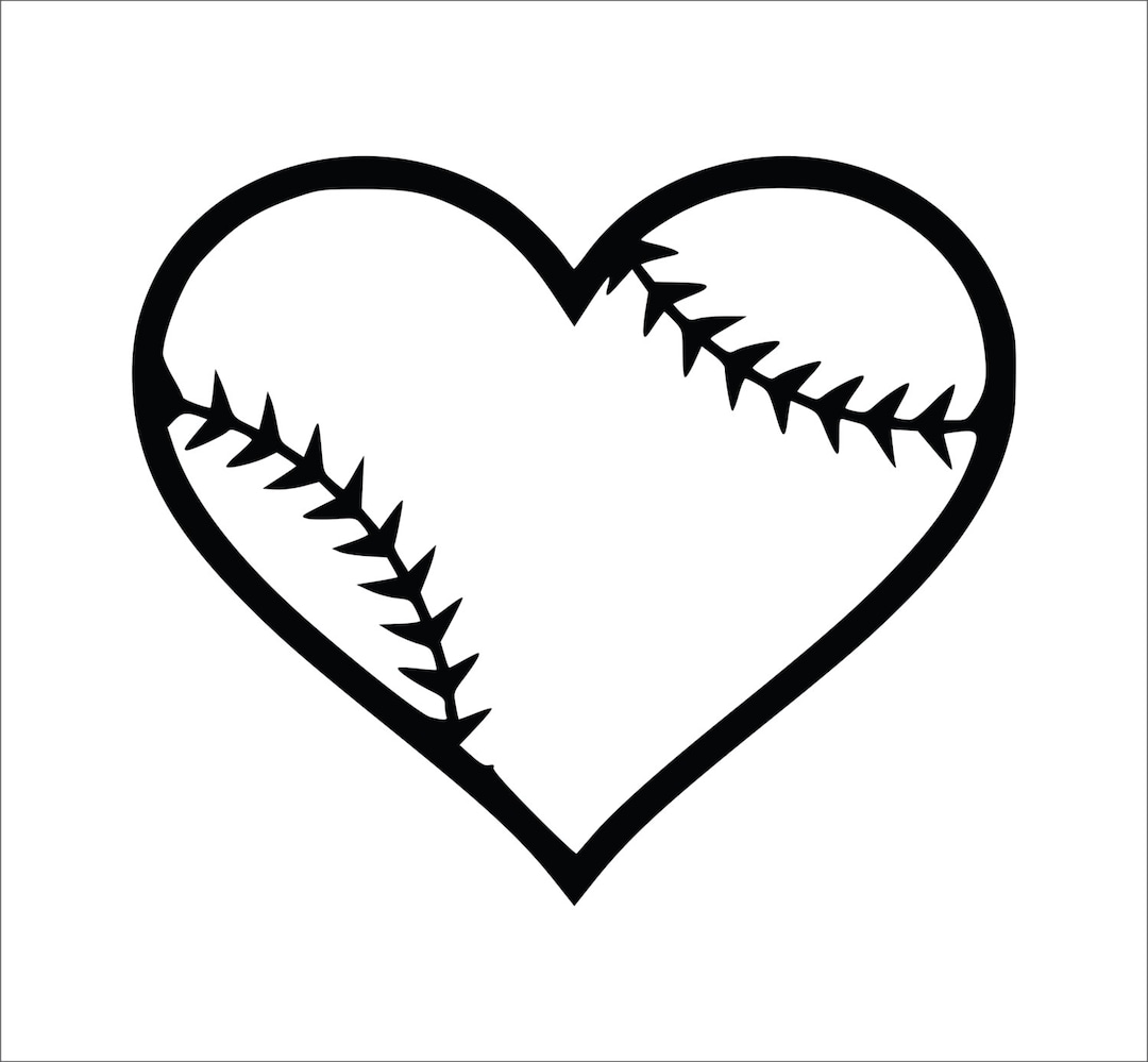 Baseball Heart Decal, Softball Heart Decal, Laptop Decals, Softball