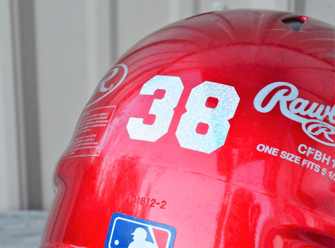 Custom Glitter Helmet Number Decal Glitter Baseball Helmet Etsy