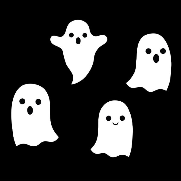 4 White Ghost Decals, Ghost Stickers, Halloween Decorations, Halloween Decal, Ghosts, White Ghost Stickers, Halloween Decor, Ghost Decals