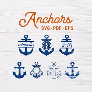 SVG, PDF, & EPS Files | Anchor Monogram Frames svg, svg Anchor Files, Anchor Cut File, Anchor svg, Nautical svg, Monogram Frame svg