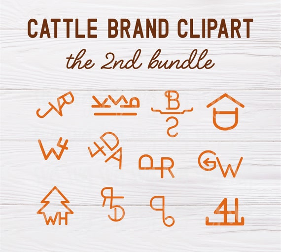 SVG, PNG & PDF File | Cattle Brand Clipart Set (the 2nd Bundle), Cattle  Brand Symbols svg, Livestock Brand svg, Cattle Brand svg