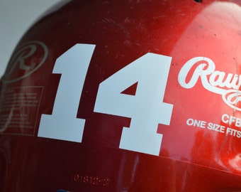 2" High Custom Helmet Number Decal, Baseball Helmet Number, Helmet Number, Hockey Helmet Number, Skateboarding Helmet
