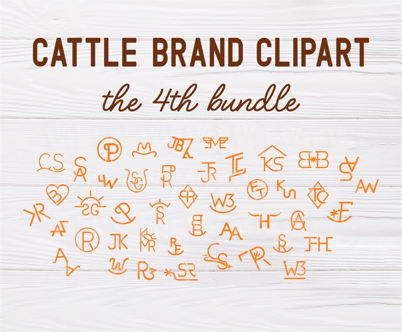 SVG, EPS, PNG & pdf File Cattle Brand Clipart Set the 4th Bundle, Cattle Brand Symbol svg, Livestock Brand svg, Cattle Brand svg image 1