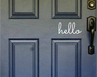 hello, Front Door Decal, Door Sticker, Hello Door Decal, Teen Door Decal, Hello Front Door Decal, Housewarming Gift, House Warming Gift