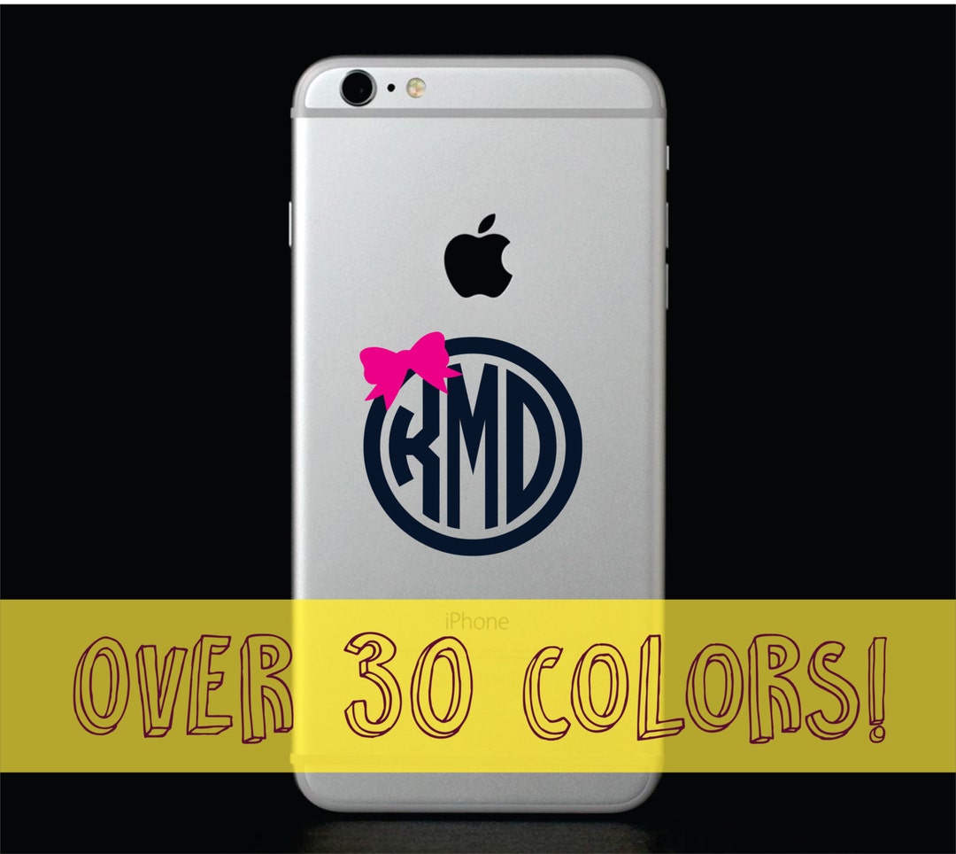 1.75 Monogram Decal With Bow Cute Phone Decal, Phone Monogram Decal