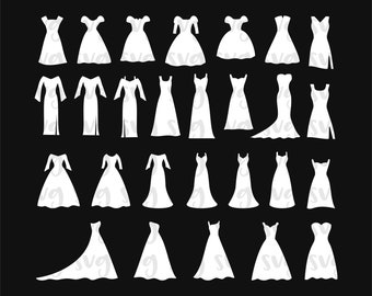 SVG, png, pdf | Dress Clipart, Set #3, Digital Download, Wedding Dress Clipart, Bridesmaid Dress Clipart, Scrapbooking Clipart