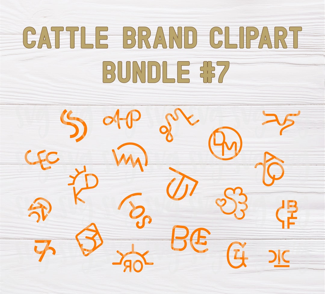 SVG, EPS, PNG & Pdf File Cattle Brand Clipart Set the 7th Bundle
