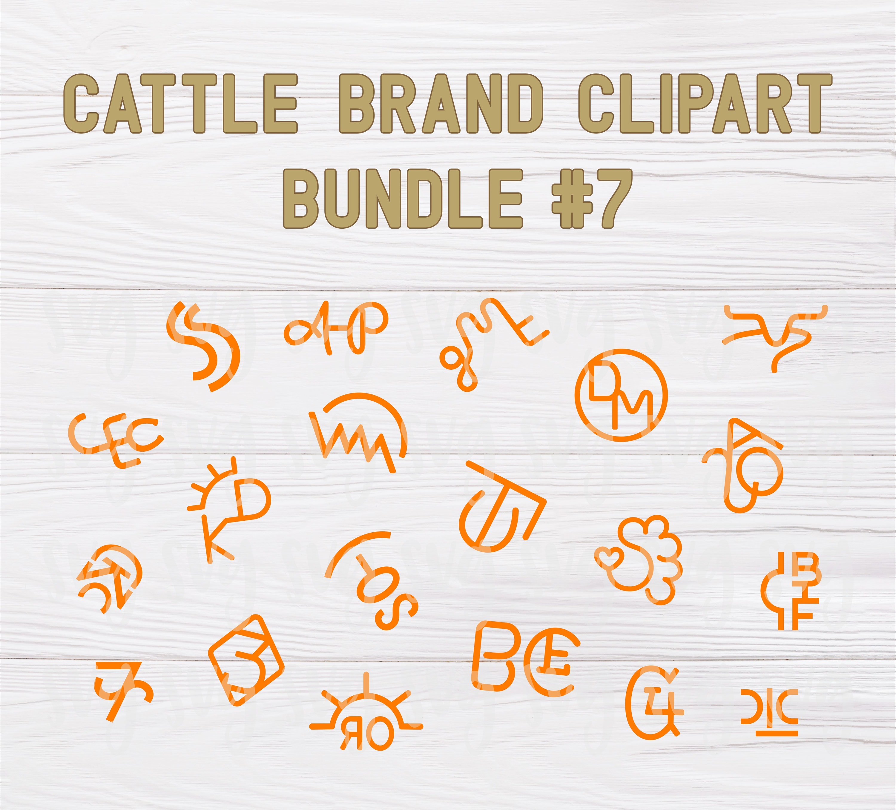 SVG EPS PNG & Pdf File Cattle Brand Clipart Set the 7th Etsy Australia